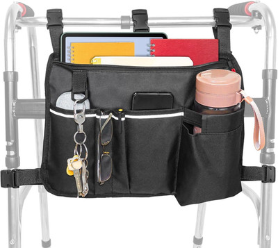 Large Walker Bag with Water Cup Holder,Walker Basket,Foldable Walker Storage Bag