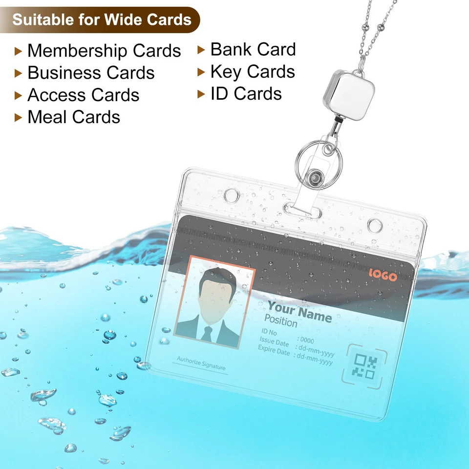 Collar Insignia Cuadrada Cordón con 1 Juego Porta Identificación, Tono Plata Foto 4 de 4