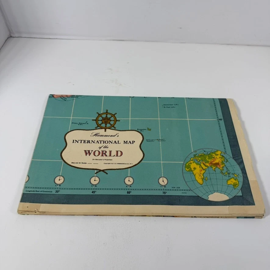 1950-1959 Date Range Antique World Wall Maps for sale | eBay