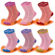 Girls Thermal Socks - Winter Warm Crew Socks, 6 Pairs, 3-14 Years