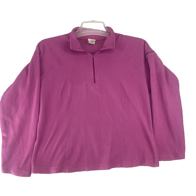 LL Bean Fleece Top Womens Size S-Reg Raspberry Pink 1/4 Zip Lightweight Pullover