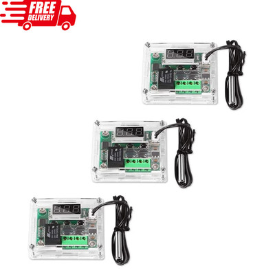 AITRIP 3PCS W1209 12V DC Digital Temperature Controller Board with 10A 3-pack