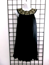 ALICE + OLIVIA   🌸  XS==BLACK & METALLIC GOLD BEADED / SILK / SLEEVELESS DRESS