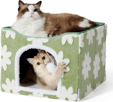 Lesure Indoor Cat Beds Kitten House Large Cat Cave Pet Cube W/ Fluffy Ball
