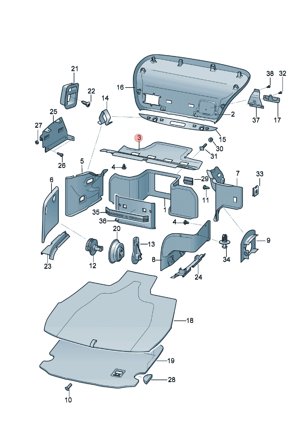 12-17 BENTLEY CONTINENTAL GTC REAR LUGGAGE COMPARTMENT TRIM CARPET BROWN OEM