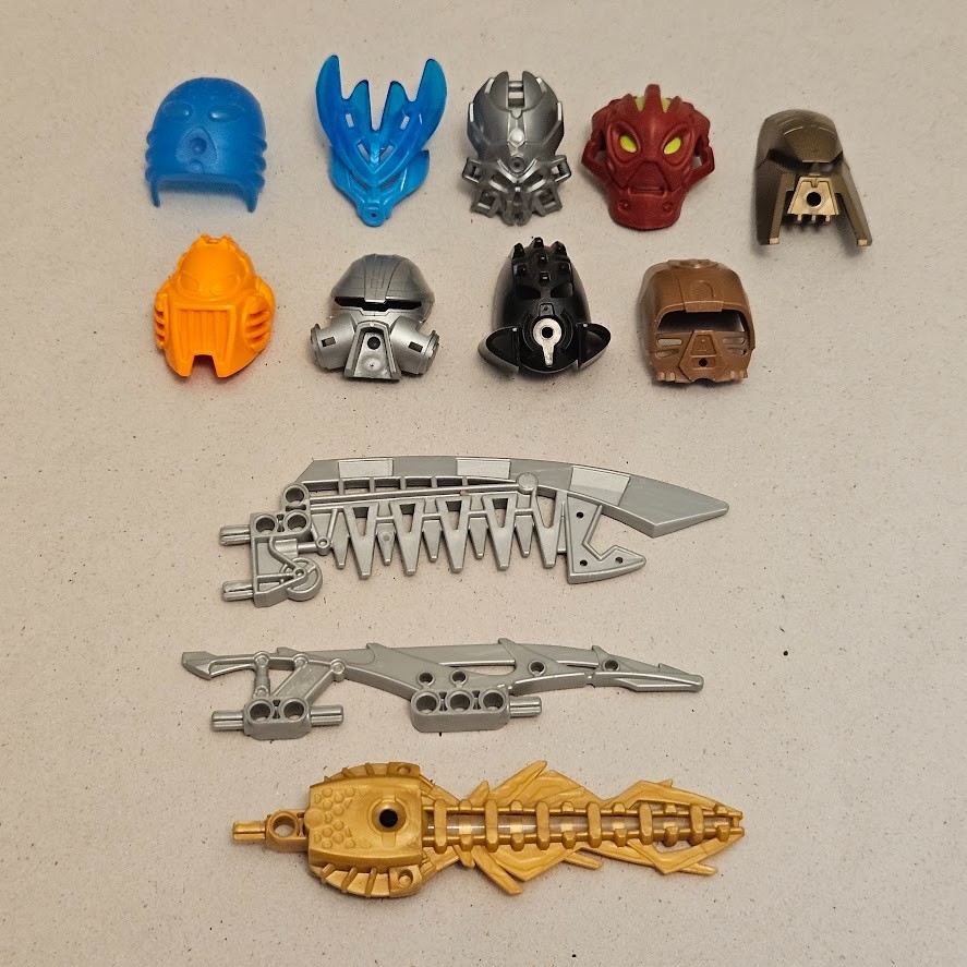 LOT of 12 LEGO Bionicle Hero Factory Masks Swords Weapons Light-Up