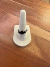 Sterling Silver Cocktail Ring with Black Gemstone Size 7 Vintage Estate Jewelry