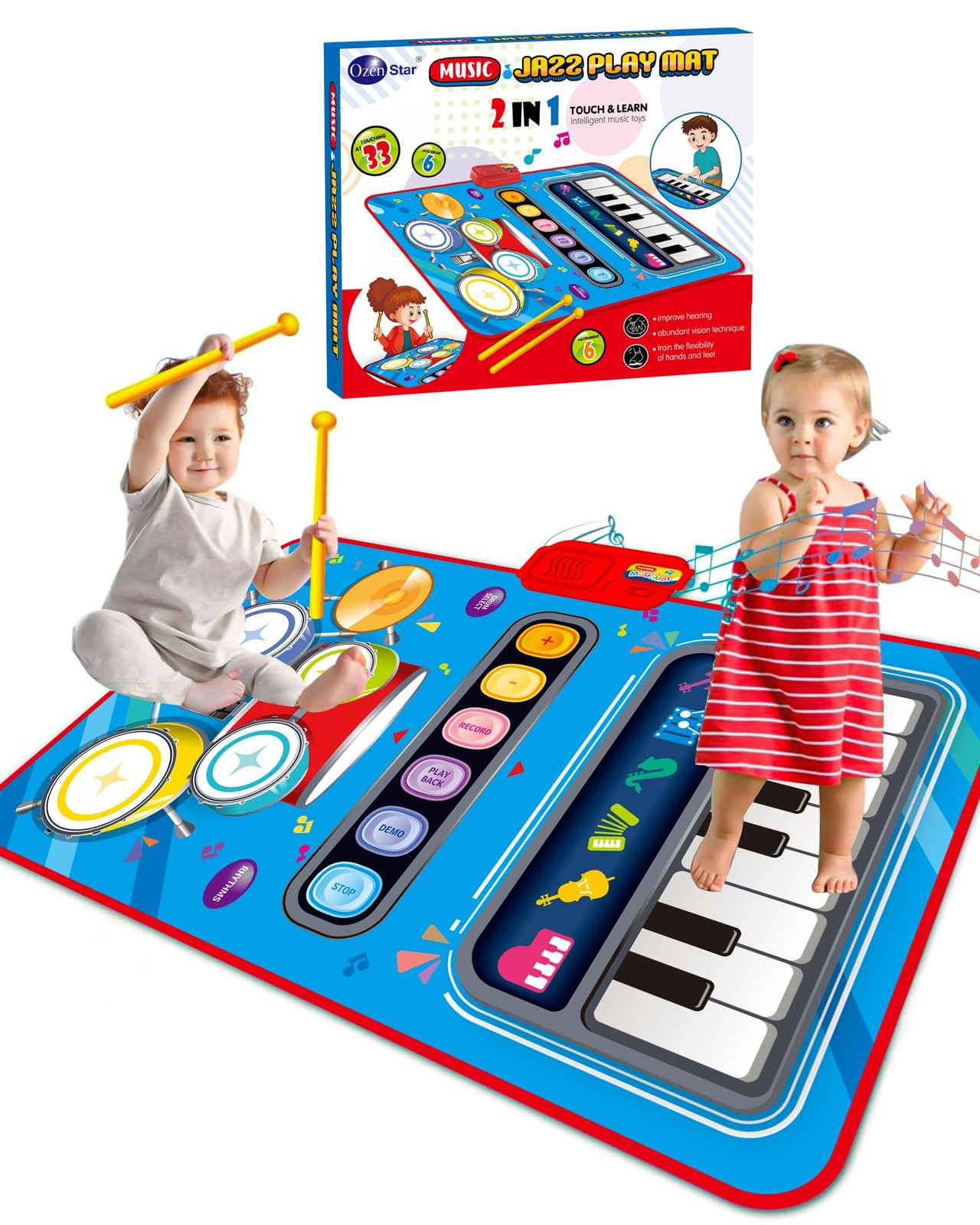 Baby Toys for 1 Year Old: Baby Musical Mat Toddler Toys Age 1-2 - 2 in 1 Pia Dru