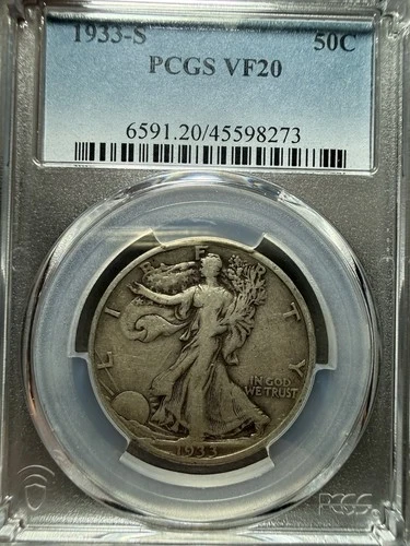 1933-S 50c Walking Liberty Half Dollar PCGS VF 20  Original 50c Silver