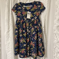 Polo Ralph Lauren GIRLS SIZE 6 Blue Botanical Floral Dress With Pockets NWT
