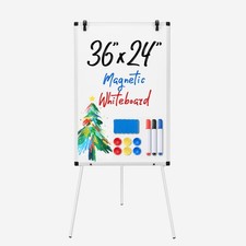 Whiteboard Easel 36 x 24 Inches, Magnetic Dry Erase White Board, Portable Boa...