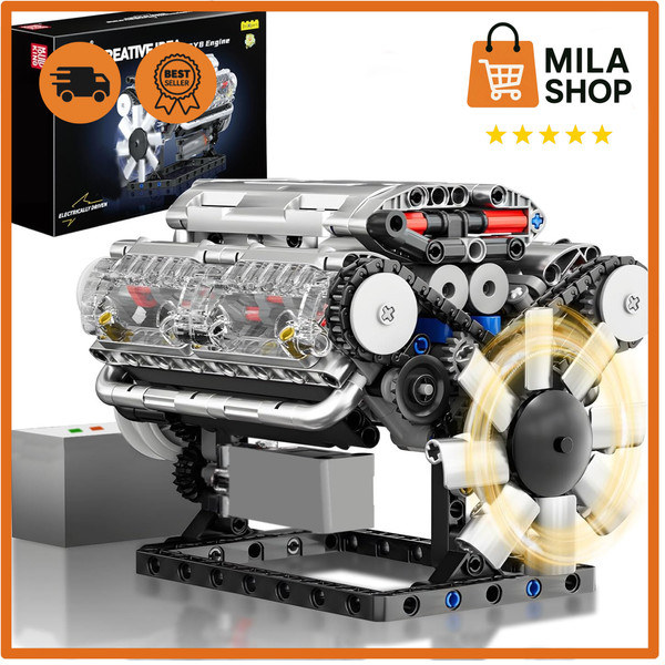 Mould King V8 Motor Bausatz 535 Teile Transparent Funktionsmodell Klemmbausteine-image