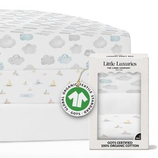 100 Organic Cotton Crib Sheets 3-Pack - GOTS Certified - Breathable Organi...