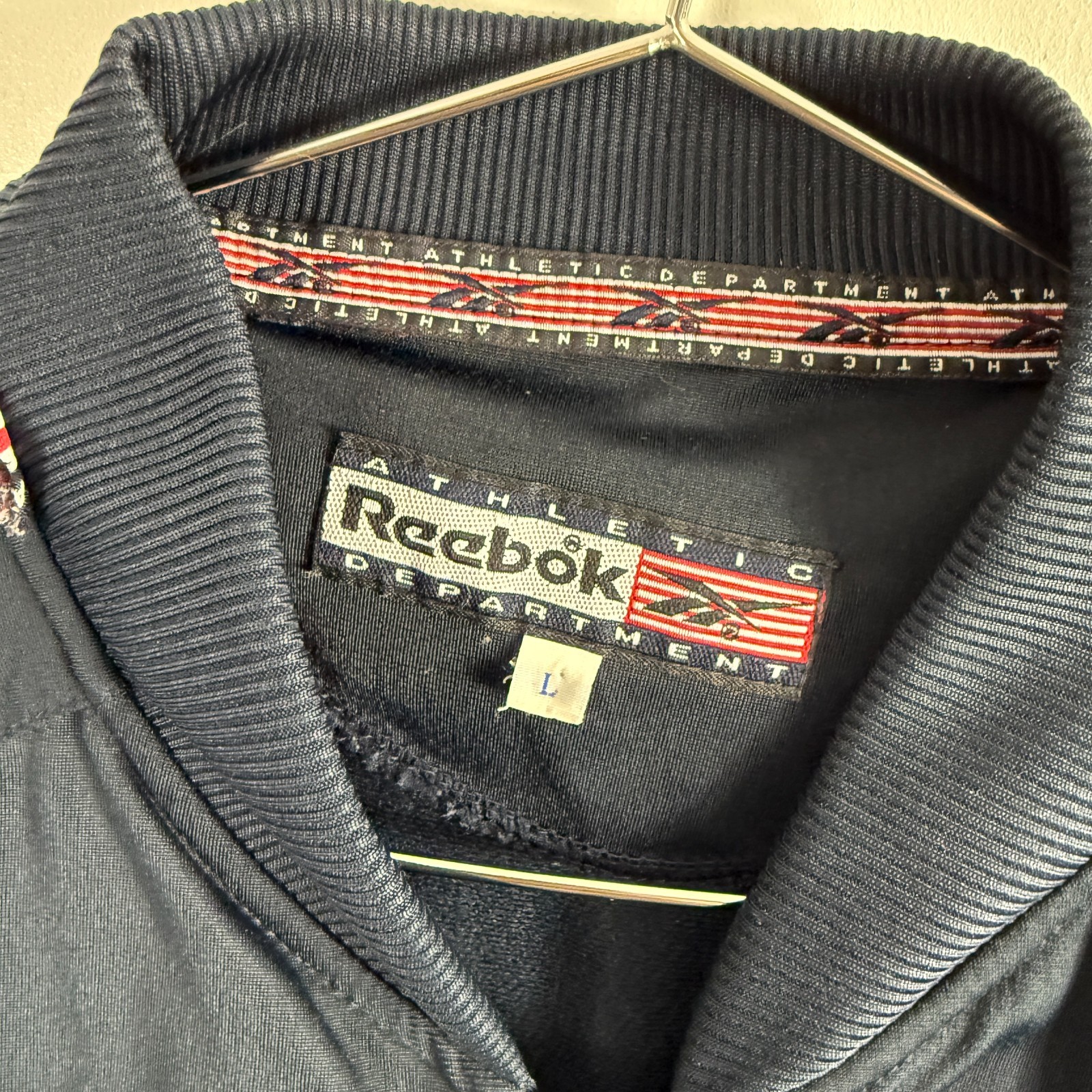 Vintage Reebok 90's Navy Athletic Department Logo Large Full Zip Track Jacket image 3