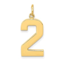 14k Yellow Gold, Athletic Collection, Large Polished Number 2 Pendant