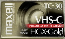 Maxell Camcorder Video Cassette TC-30; New Sealed Case; VHS-C; HGX-Gold