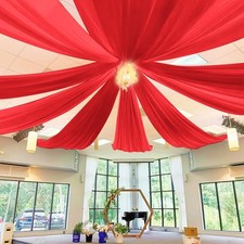 6 Panels Red Ceiling Drapes for Wedding 5ftx10ft Chiffon Fabric Arch Draping