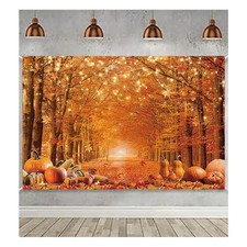 Thanksgiving Backdrop Autumn Pumpkins Harvest Maple Leaves Background 7x5 Ft