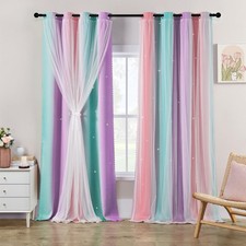 Blackout Curtains 100 Inches Long for Girls Bedroom, Room Darkening Grommet W...