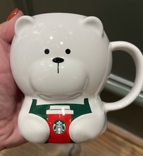 Starbucks 2025 Mug Ceramic Teddy Bearista Bear White 12oz HOLIDAY NEW