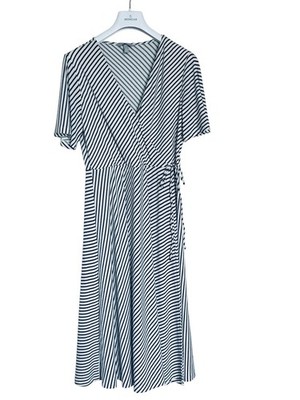 h and m blue striped dress 9-10Y Light Blue & White Striped Dress with Open Back Detail main image 0