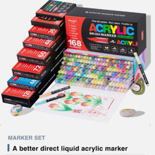 Acrylic Paint Markers Brush Pens Rock Fabric Wood Glass DIY Card Making Art