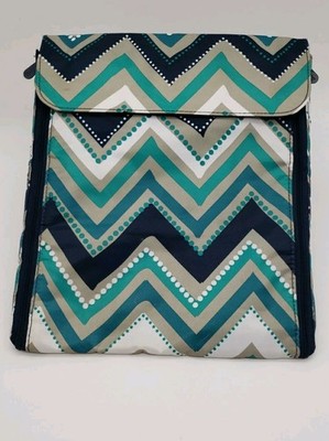 Thirty One TRAVELER CASE Hanging Makeup Toiletries Bag Blue Green Chevron