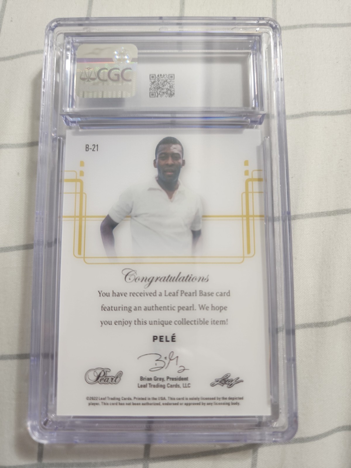 PELE 2021-22 Leaf Pearl Red Spectrum #3/5 Graded 8 CGC Card #B-21 view 4