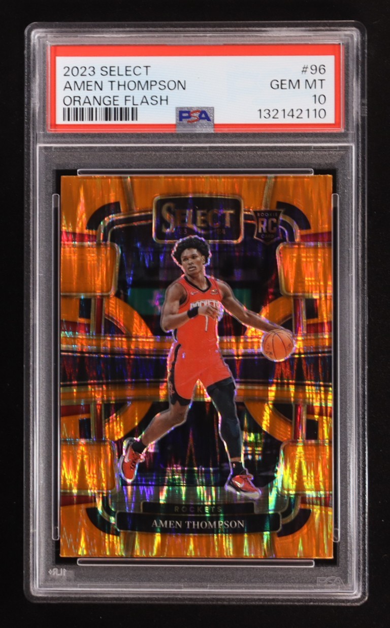 Amen Thompson RC PSA 10 – 2023-24 Select Orange Flash Prizm #96 – Rockets