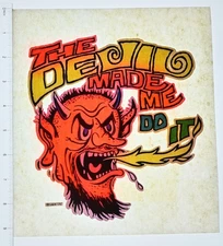 Original VINTAGE 1970s Heat Transfer | The Devil Made Me Do It - L&H '75