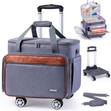 Rolling Craft Bag with Wheels, 360 Swivel Rolling Scrapbook Organizer for Cr...