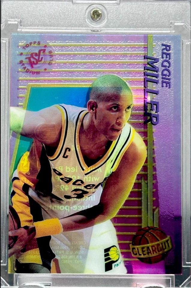 Reggie Miller RARO REFRACTOR DE LÁMINA TRANSPARENTE HOLO TARJETA DE INVERSIÓN SSP Como Nuevo, PACERS Foto 3 de 4