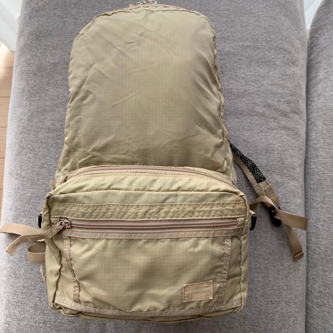 Porter Packable Backpack Beige Lightweight Compac… - image 8