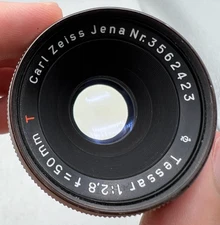 Carl Zeiss Jena Tessar 50mm f2.8 Red T Praktica M42 Screw Mount For SLR Camera