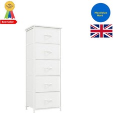 Cassettiera alta 5 cassetti ecologica - design pelle bianca leggera