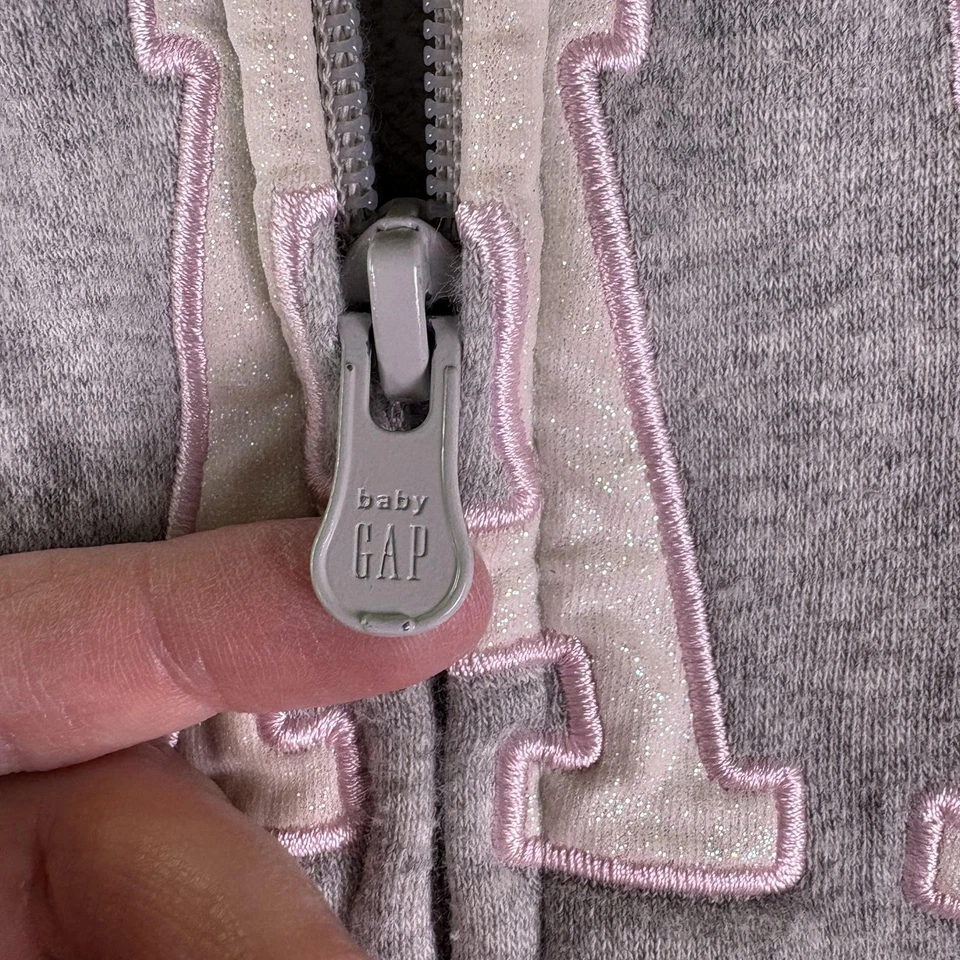 Sudadera con Capucha Baby Gap Niño Pequeño 3 Años Gris Cremallera Completa Brillo Logo Polar Sudadera Foto 3 de 4