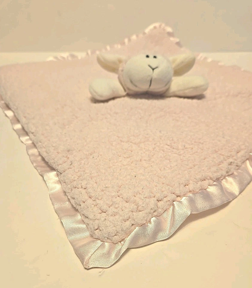 Cobertor de segurança Stephan Baby rosa pelúcia cordeiro ovelha Lovey Sherpa acabamento acetinado - Imagem 3 de 4