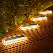 Lacasa Solar Deck Lights 4 Pack, Driveway Dock LED Light Solar Powered Outdoo...