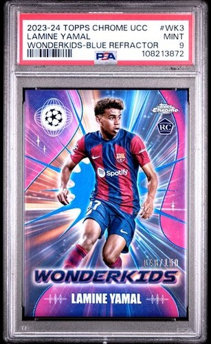 Lamine Yamal 2023-24 Topps Chrome UCC Wonderkids Blue /150 PSA 9 #WK-3 Rookie