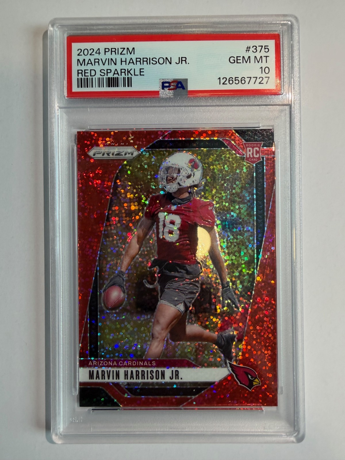 2024 Panini Prizm - Rookies Marvin Harrison Jr. #375 Red Sparkle Prizm - PSA 10