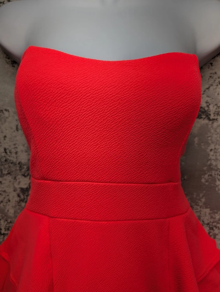 Vestido para mujer Poetry sin tirantes rojo peplum talla M poliéster spandex Foto 3 de 4