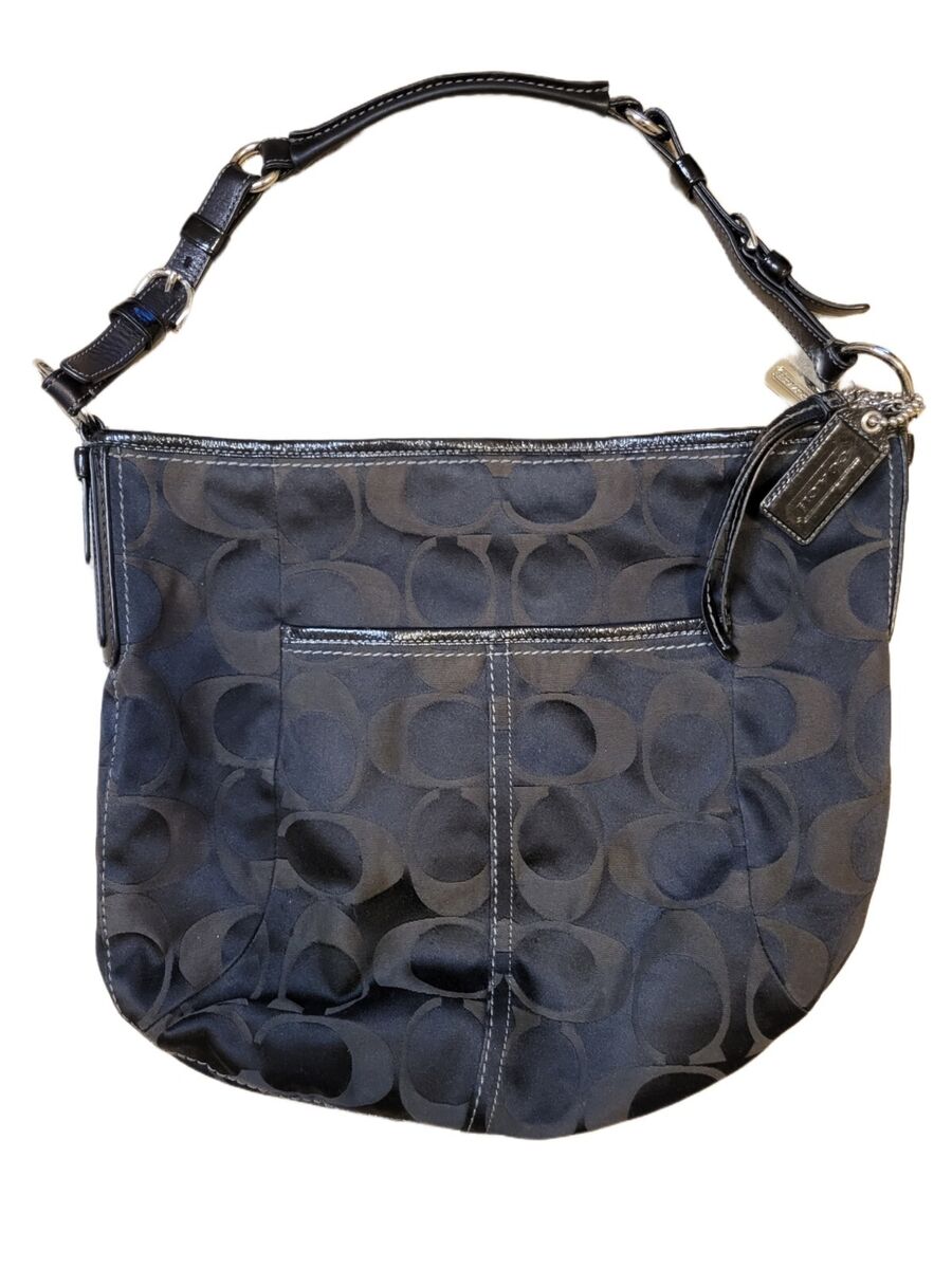 Coach Women's Black Signature Soho Hobo Shoulder Bag Purse Coach Women's Black Signature Soho Hobo Shoulder Bag Purse