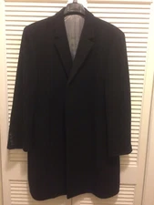 Calvin Klein Men's Full-Length Black Topcoat Wool/Cashmere Blend - Size 46R