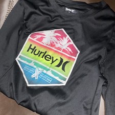 Hurley Long Sleeve Black UPF 50 Shirt Sz 10-12
