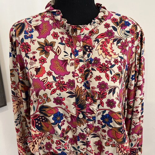 Abito St. John's Bay XL manica lunga con volant rosa floreale maxi 84€ - Foto 13 di 23