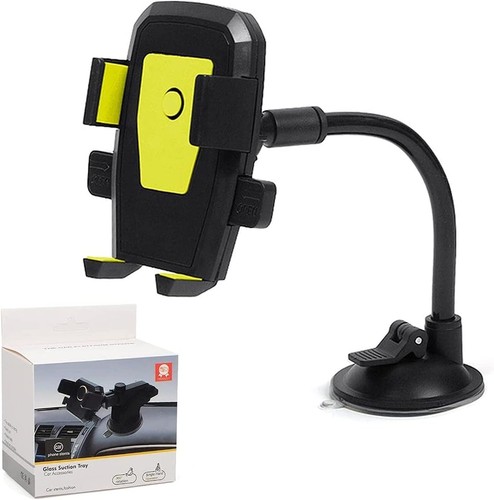 Car Phone Holder Universal Long Arm Windshield Suction Cup phone holder Yellow - 第 1/7 張圖片