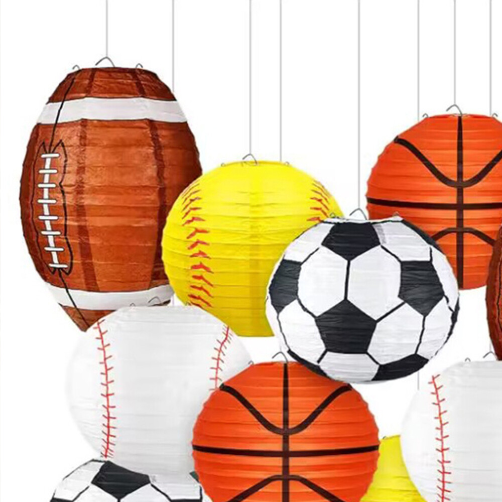 6 Pcs Football Paper Lantern Sports Lanterns Round Japandi Decor