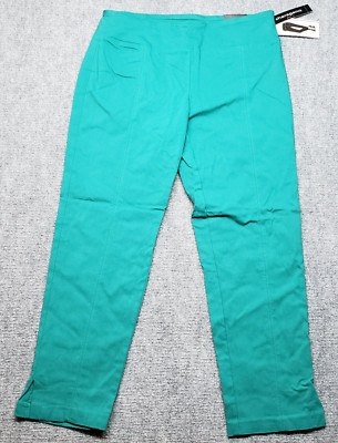 Sharagano Pants Womens 14 Teal Green Solid Ankle Slim Leg Mid Rise New