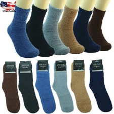 Lot 10 Pairs Men Soft Cozy Fuzzy Warm Home Solid Slipper Crew Socks Size 9-13