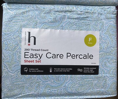 290 Thread Count Easy Care Percale FULL Sheet Set 60% Cotton 40% Polyester JCP￼